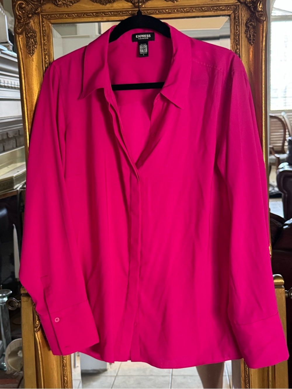 Express Hot Pink Button-Up Shirt